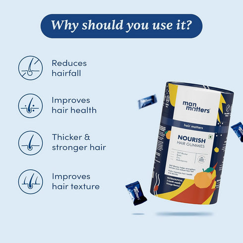 Man Matters Nourish Hair Gummies |  Orange Flavour